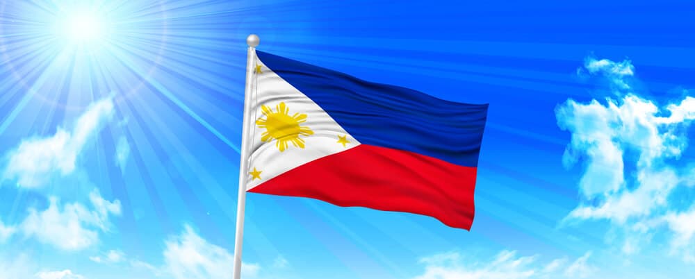 Philippines flag in blue sky