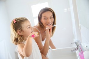 brushing children's teeth