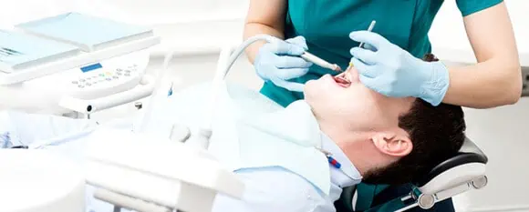 Patient being treated in a dental emergency