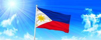 Philippines flag in blue sky