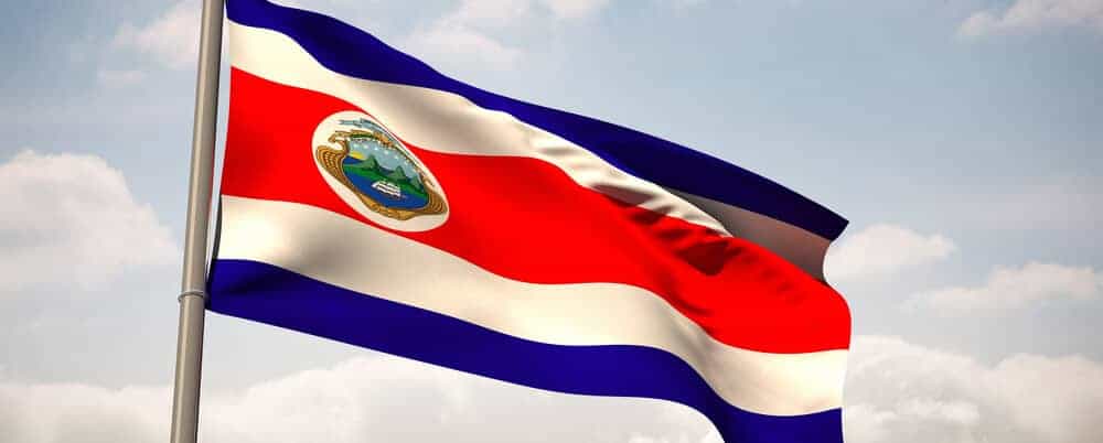 Costa Rican flag in blue sky