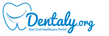Logo of Dentaly.org, featuring a stylized tooth and the tagline "Your Oral Healthcare Portal" in blue text.