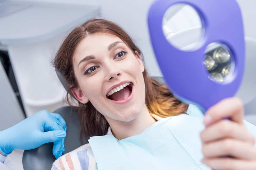 Dental flipper and happy smile