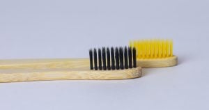 plastic and bamboo toothbrush